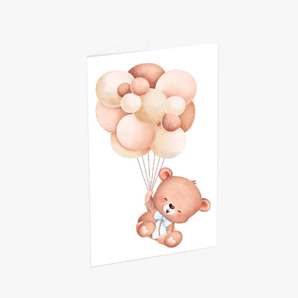 Classic Mini Card - Bear and Balloons