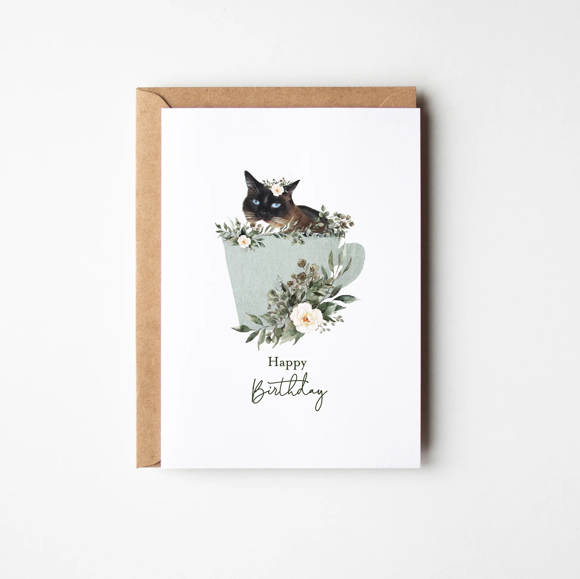 Happy Birthday Card - Cat in a Mug