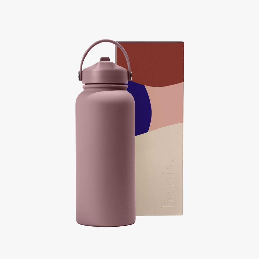 Water Bottle 900ml Straw - Plum