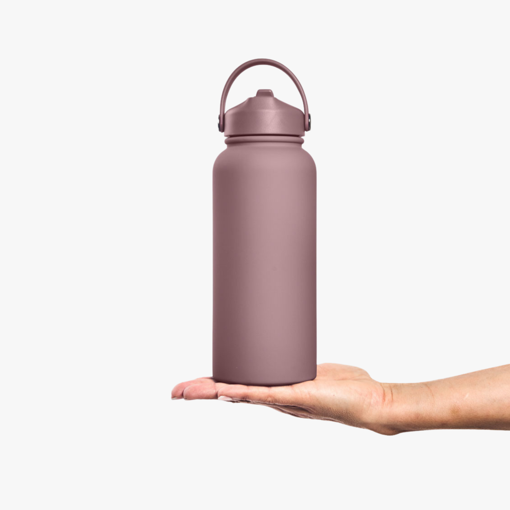 Water Bottle 900ml Straw - Plum