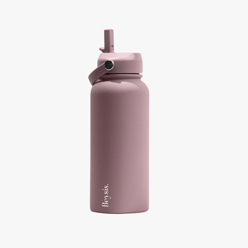 Water Bottle 900ml Straw - Plum
