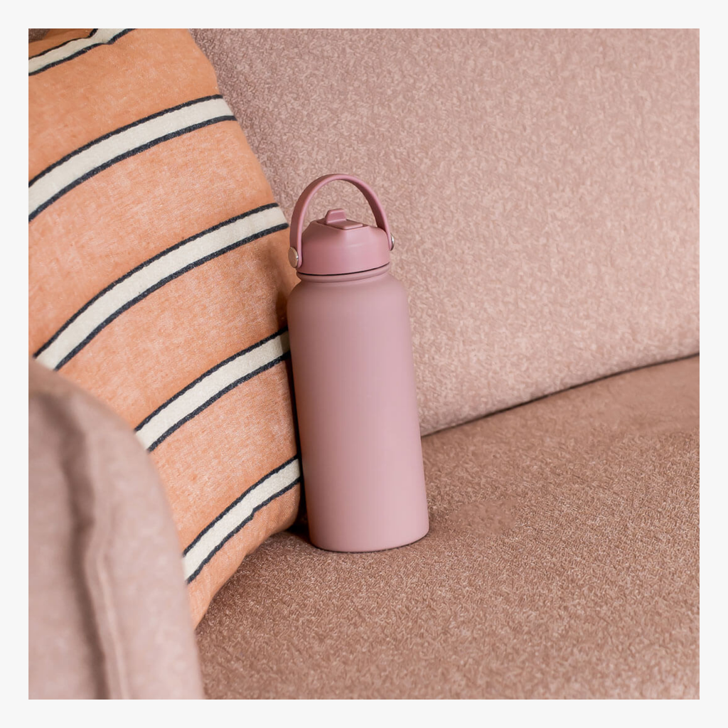 Water Bottle 900ml Straw - Plum