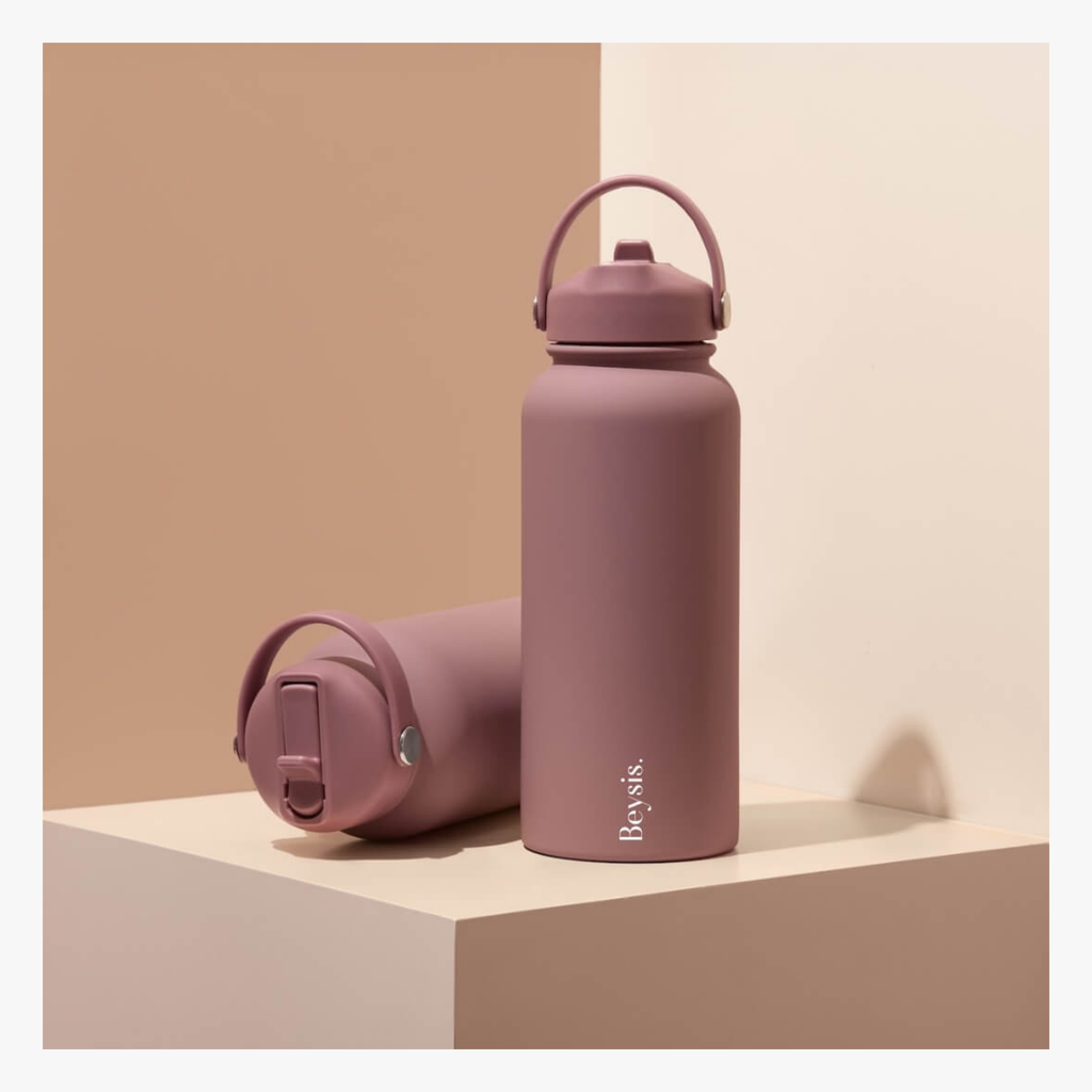 Water Bottle 900ml Straw - Plum