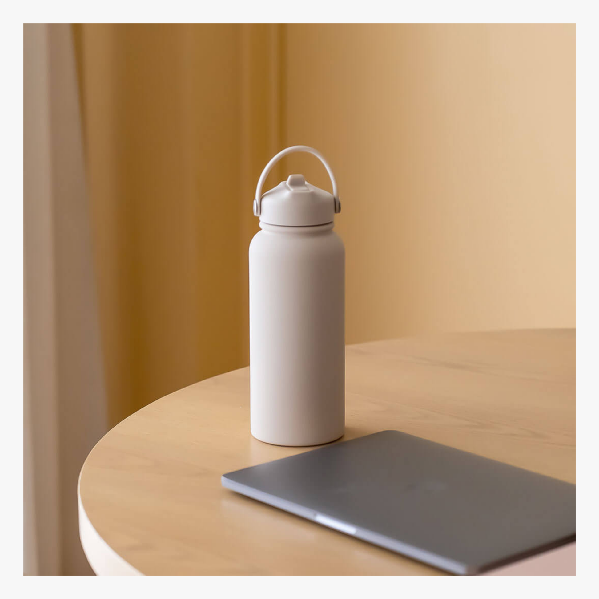 Water Bottle 900ml Straw - Stone