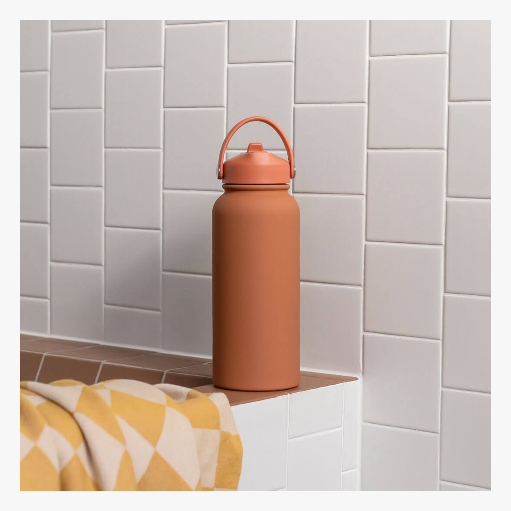 Water Bottle 900ml Straw - Terracotta